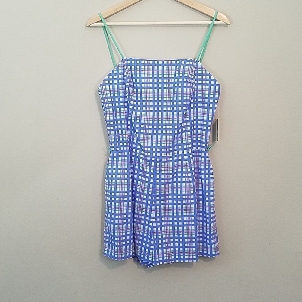 Vintage Seawaves playsuit blue plaid